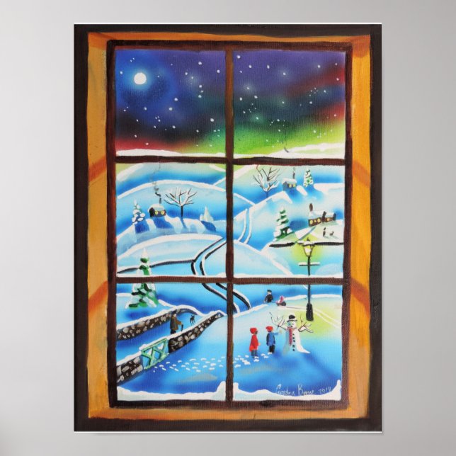 Póster Pintura mural de la ventana de invierno (Frente)