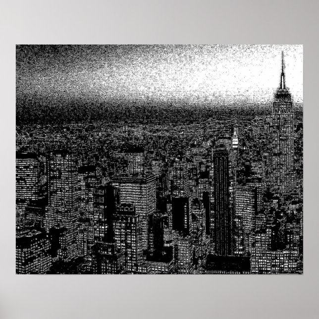 Póster Pintura nocturna de Black White New York (Frente)