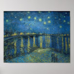 Póster Pintura nocturna de Van Gogh Starry Rhone<br><div class="desc">Vincent Van Gogh (30 de marzo de 1853 a 29 de julio de 1890) fue un influyente pintor holandés posimpresionista. Este cuadro es Noche estrellada sobre el Ródano.</div>