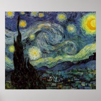 Pintura nocturna estrellada de van Gogh Poster