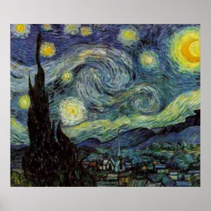 Póster Pintura nocturna estrellada de van Gogh Poster