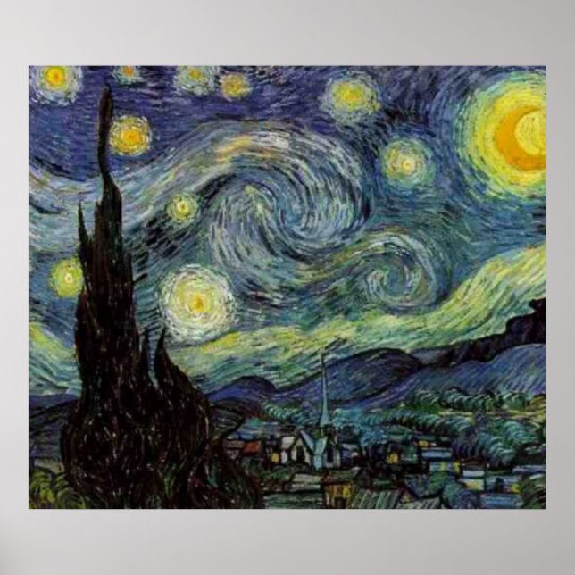Póster Pintura nocturna estrellada de van Gogh Poster (Frente)