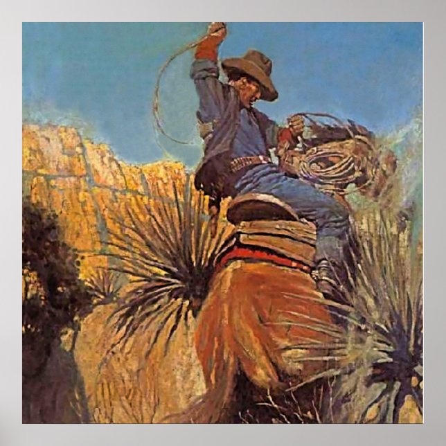 Póster Pintura occidental "Caballo saltando de serpiente" (Frente)