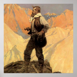 Póster Pintura occidental de N C Wyeth "El Prospector"