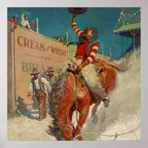Póster Pintura occidental de N C Wyeth “El Rodeo”