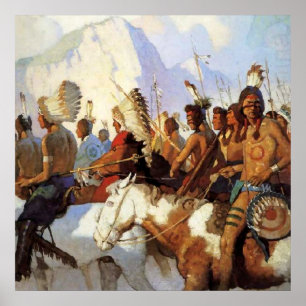 Póster Pintura occidental de N C Wyeth “La fiesta de guer