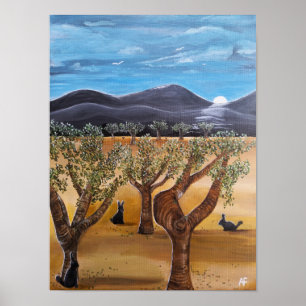 Póster Pintura Olivar de Noche de Alfred Fox