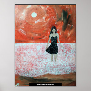 Póster Pintura oriental de atardecer de Alfred Fox