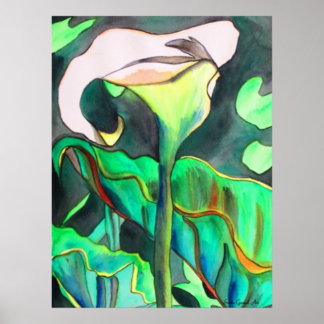 Póster Pintura original de la acuarela de Arum Lily (Frente)