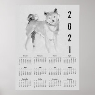 Póster Pintura original de Shiba Inu 3 Poster del calenda