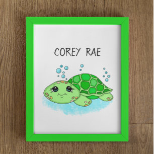 Póster Pintura personalizada de tortuga