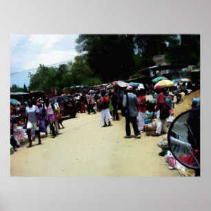 Póster Pintura poster - Mercado de Puerto Príncipe Haití