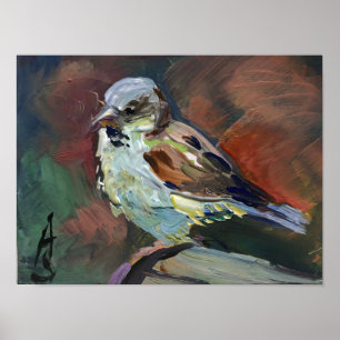 Póster pintura realista, gorrión