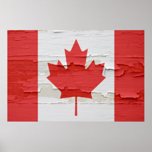 Póster Pintura resistida bandera canadiense
