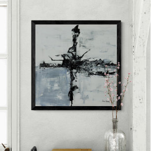 Póster Pintura Resumen Blanco Y Negro