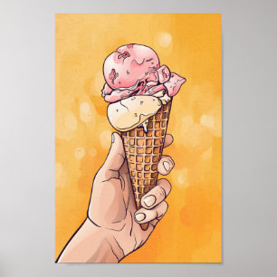 Póster Pintura Retro de Crema de Hielo