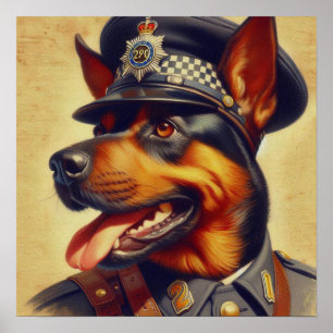 Póster Pintura Retro Rottweiler