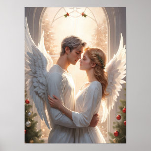 Póster Pintura romántica de parejas de ángel