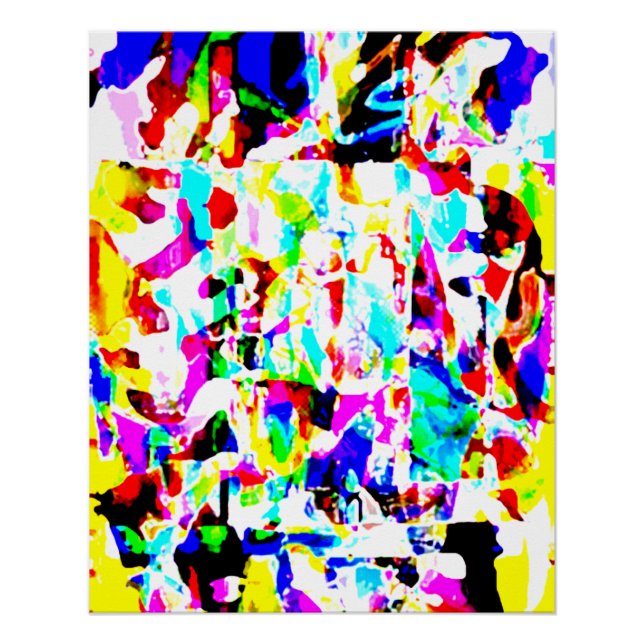 Póster Pintura rosa rosa amarillo rojo de Aqua salpicando (Anverso)