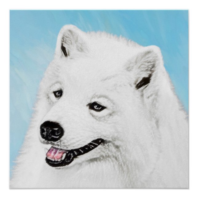 Póster Pintura Samoyed - Arte Perro Original Cuto (Anverso)