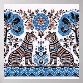 Póster pintura simple de madhubani