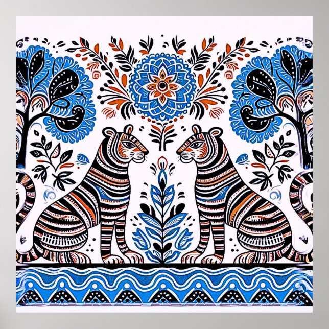 Póster pintura simple de madhubani (Frente)