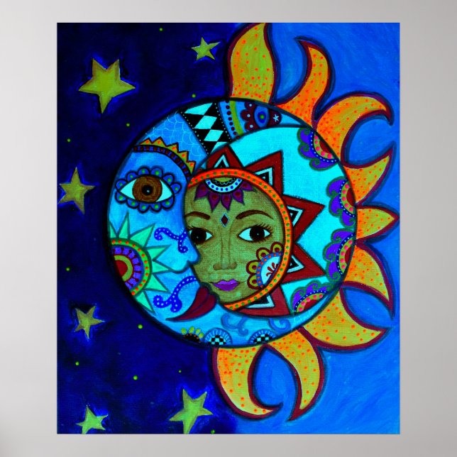 PÓSTER PINTURA SUN Y MOON COUPLE WHIMSICAL (Frente)