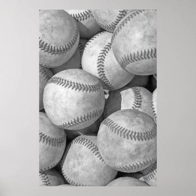 Póster Pintura única de béisbol blanco y negro (Frente)