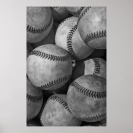 Póster Pintura única de béisbol blanco y negro