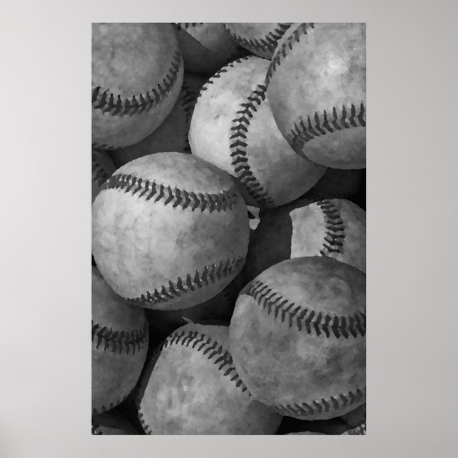 Póster Pintura única de béisbol blanco y negro (Frente)