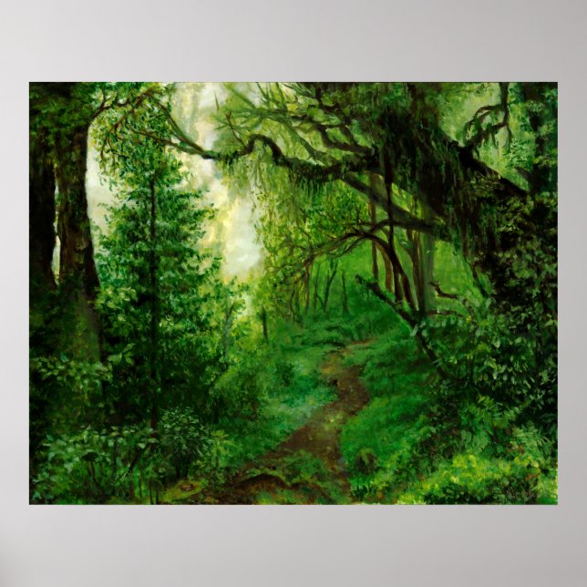 Póster Pintura verde de selva de verano por Nephele (Frente)