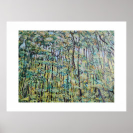 Póster Pintura verde del bosque