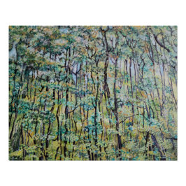 Póster Pintura verde del bosque