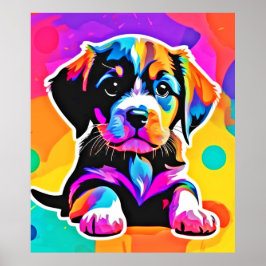 Póster Pintura vibrante de cachorros