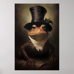 Póster Pintura vintage de Halloween de rana, Sapo de Hall