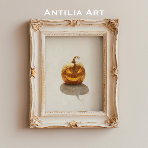 Póster Pintura vintage de Jack-o-Lantern Jack Pumpkinhead