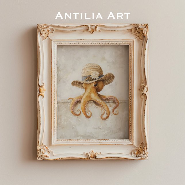 Póster Pintura Vintage de Pulpo Rústica Caprichosa Molusc (Subido por el creador)