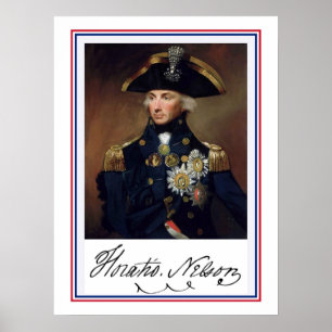 Póster Pintura y autógrafo de Horation Nelson