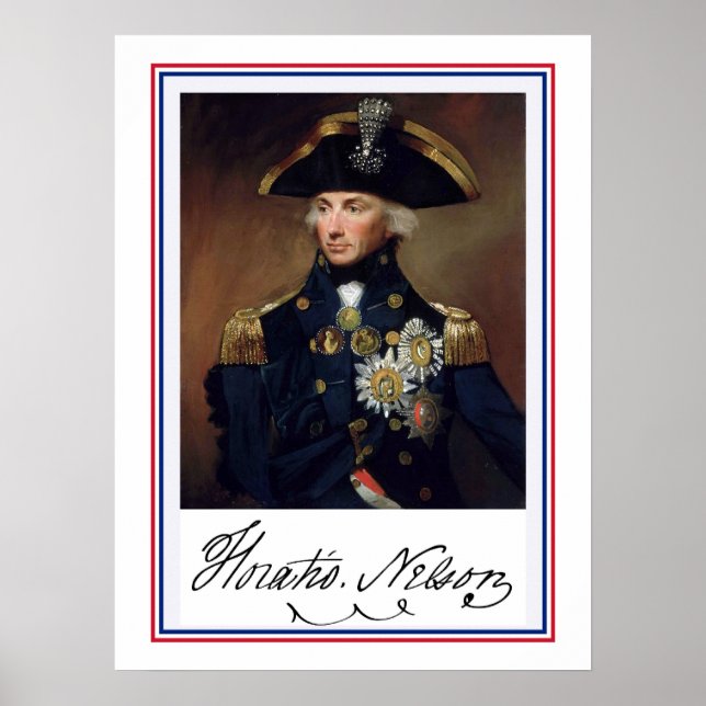 Póster Pintura y autógrafo de Horation Nelson (Frente)