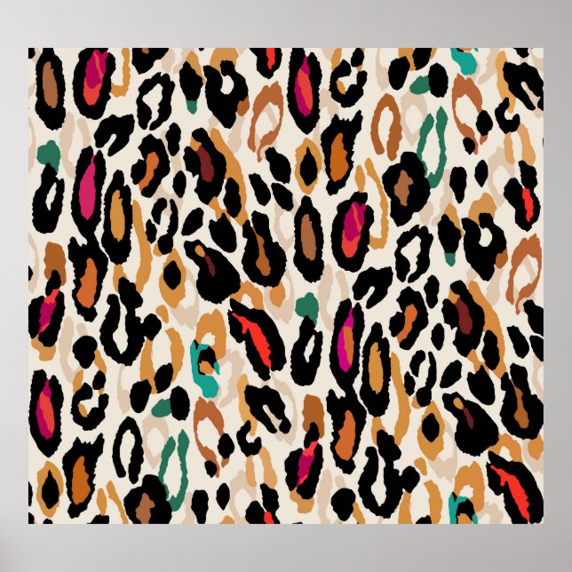 Póster Pinturas de animales vivos de leopardo (Frente)