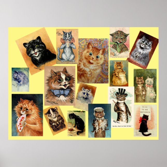 Póster Pinturas de gato de Louis Wain (Frente)