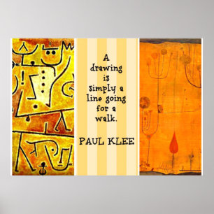 Póster Pinturas de Paul Klee y cita de Paul Klee