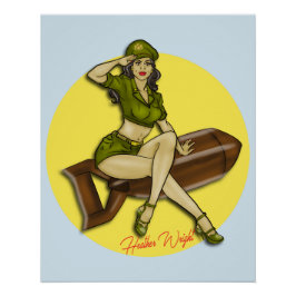 Póster Pinup Chica Bombardeo, Latina