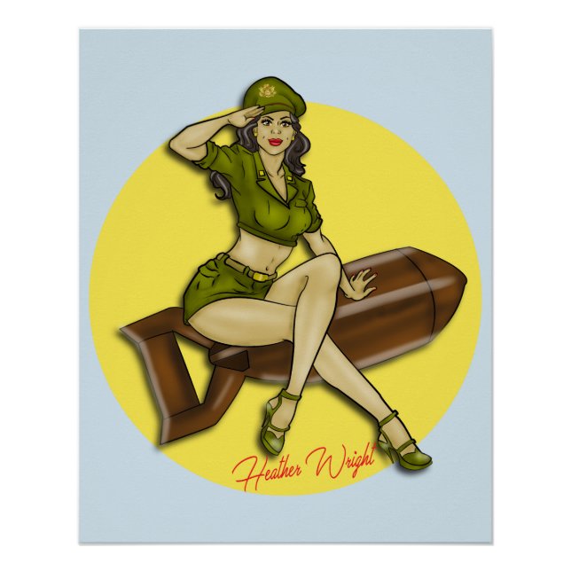 Póster Pinup Chica Bombardeo, Latina (Anverso)