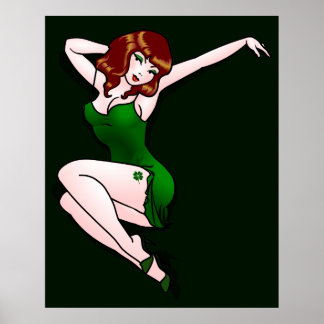 Póster Pinup Chica Poster Lucky Irish Pinup Art Deco Prin