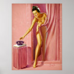 Póster Pinup en la ducha<br><div class="desc">Pintura vintage.</div>