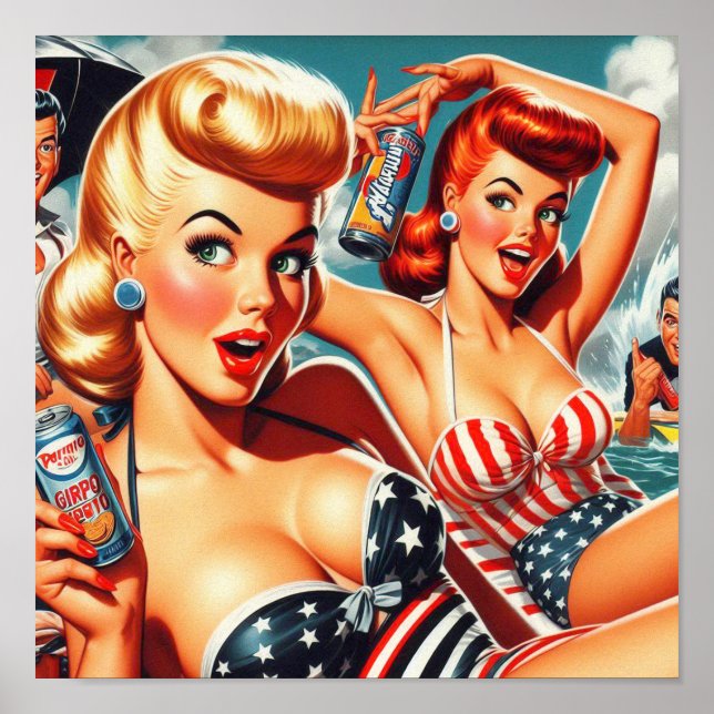 Póster Pinups de verano vintage (Frente)