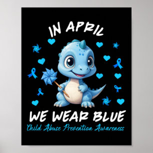 Póster Pinwheel Dino En Abril Nosotros Vestimos De Azul N