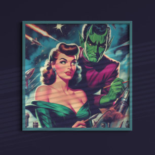 Póster Pinza de ciencia ficción retro