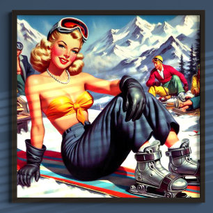 Póster Pinza de Snowboard de época